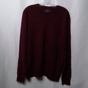 CLUB ROOM ESTATE CASHMERE BURGANDY LONG SLEEVE V-NECK PULLOVER SIZE M